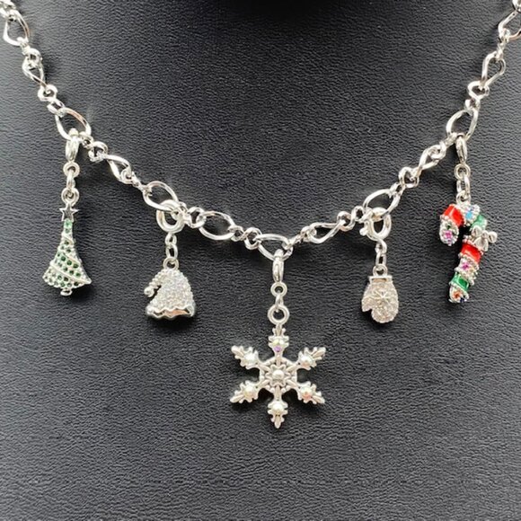 Silver Charm Bracelet with Festive Holiday Removable Charms - Picture 1 of 12